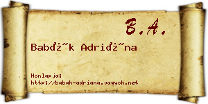 Babák Adriána névjegykártya